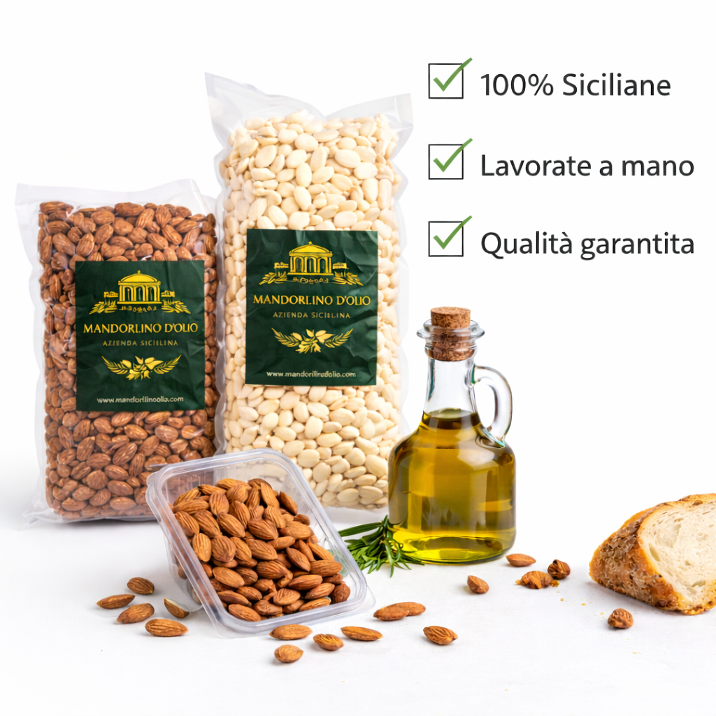 Mandorle Siciliane Sgusciate – 1kg  Mandorlino D’Olio