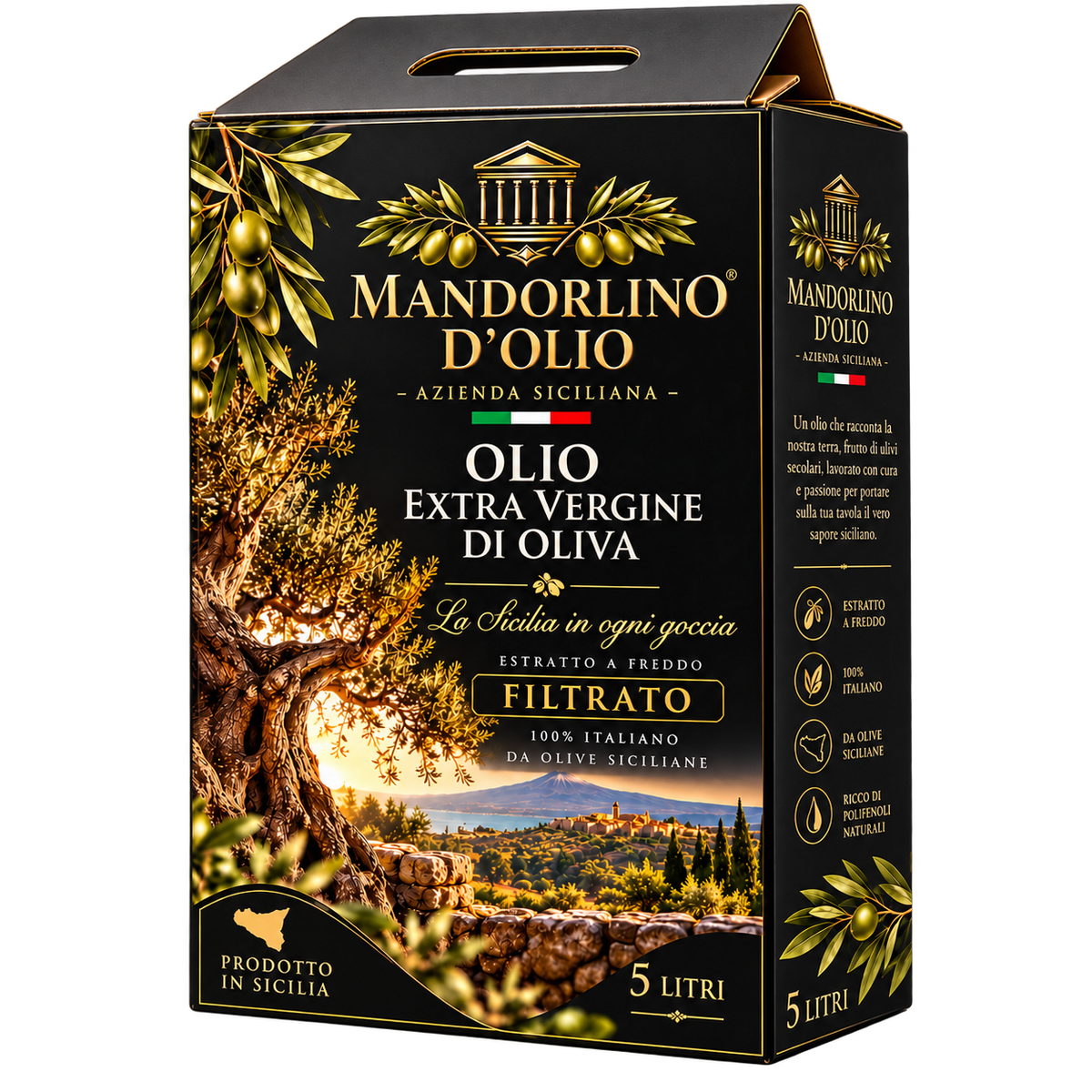 Filtrowana oliwa z oliwek extra virgin 100% Nocellara del Belice – Bag-in-Box 5 l | Zbiór 2026/27